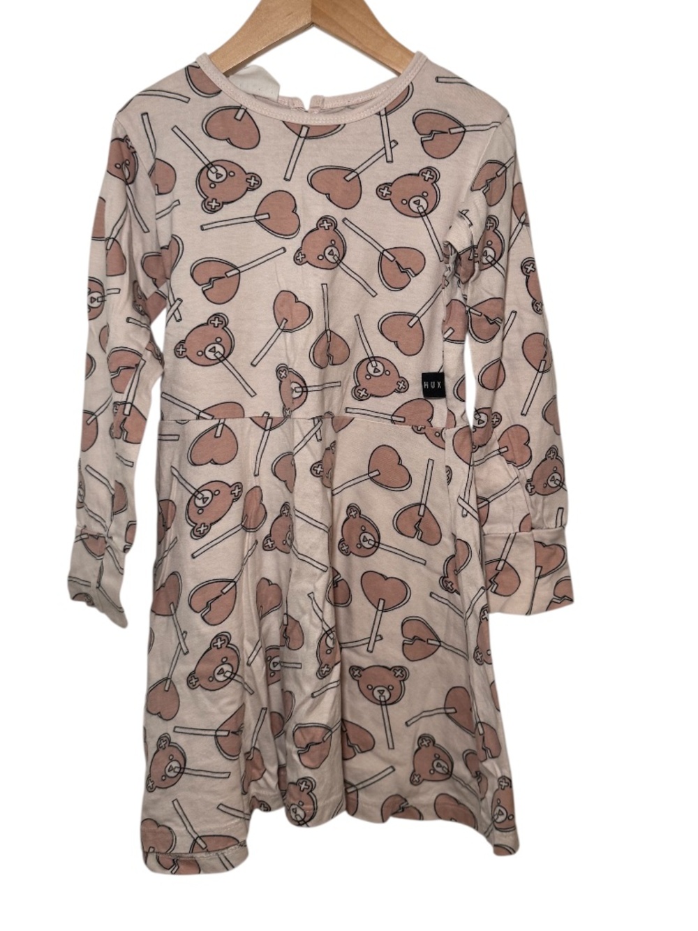 HUXBABY / HUX pink heart lollipop print long sleeve twirl dress - size 6